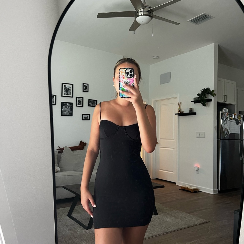 Black Spaghetti Strap Bodycon Mini Dress